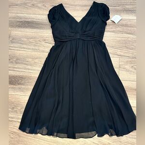 Suzi Chin Black V-Neck Chiffon Midi Dress